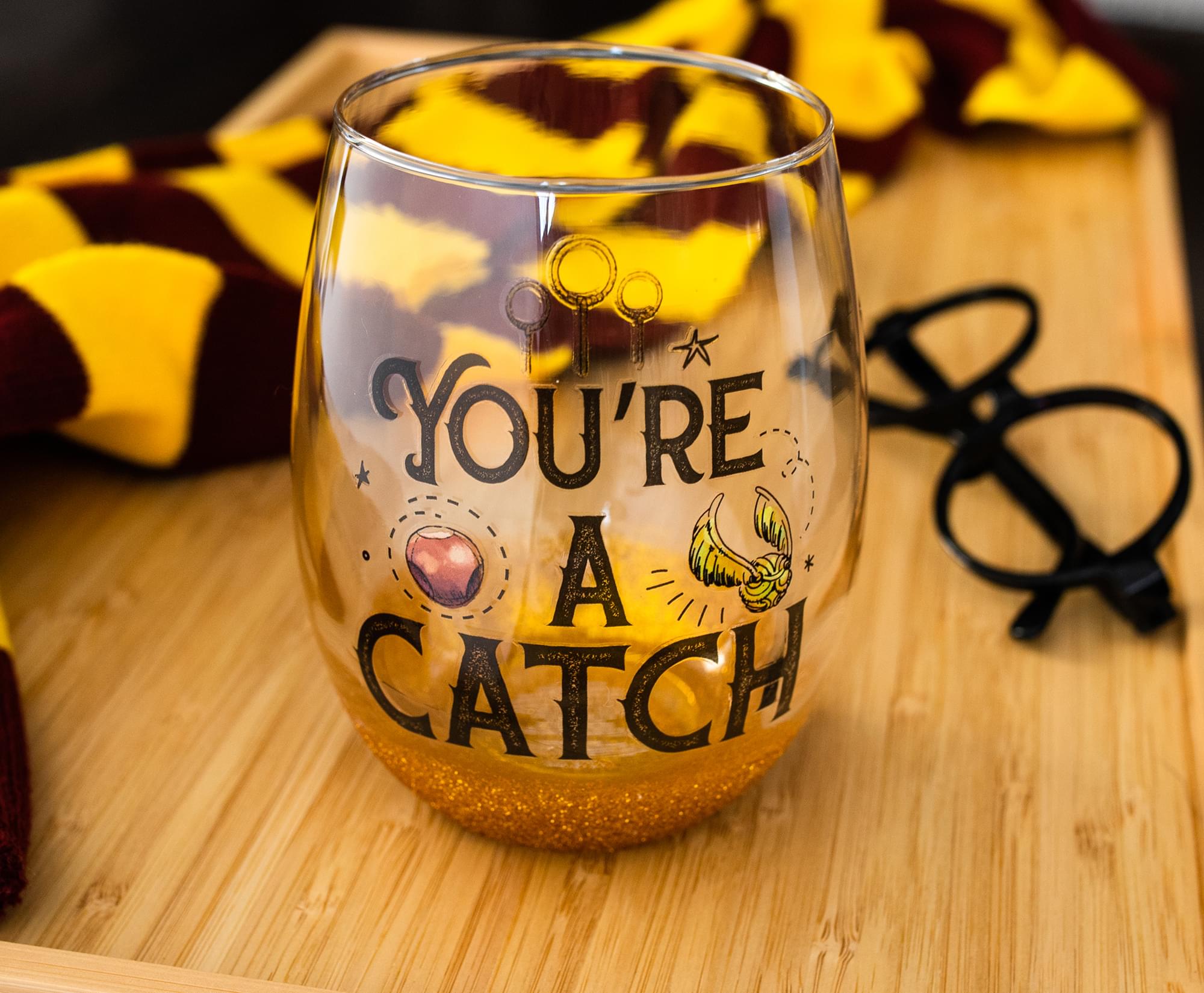 Harry Potter Quidditch "You're A Catch" Teardrop Stemless Wine Glass | 20 Ounces - Walmart.com