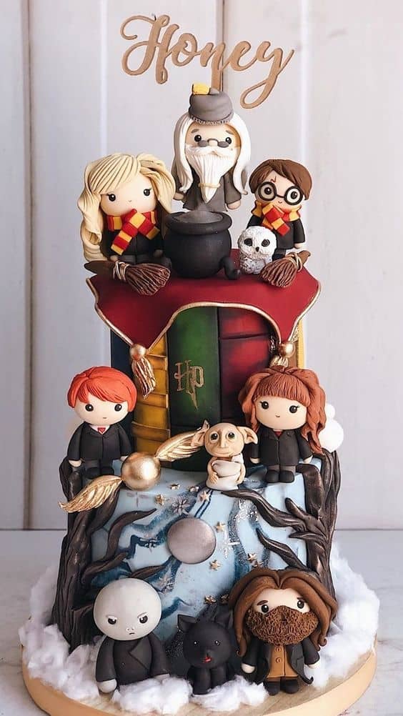 Harry Potter With Dumbledore And Luna Lovegood Cake